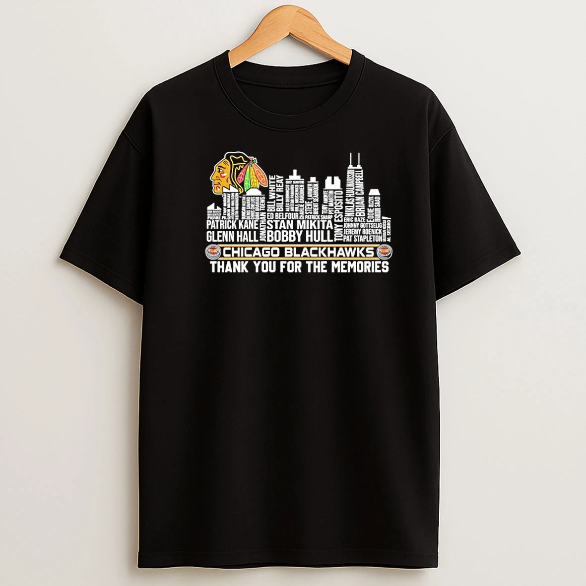 Chicago Blackhawks Name Players City Skyline Shape Thank You For The Memories T Shirt