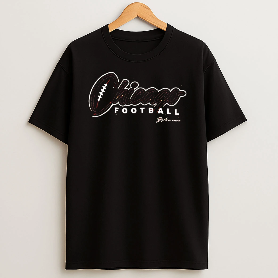 Chicago Football Script Orange T Shirt