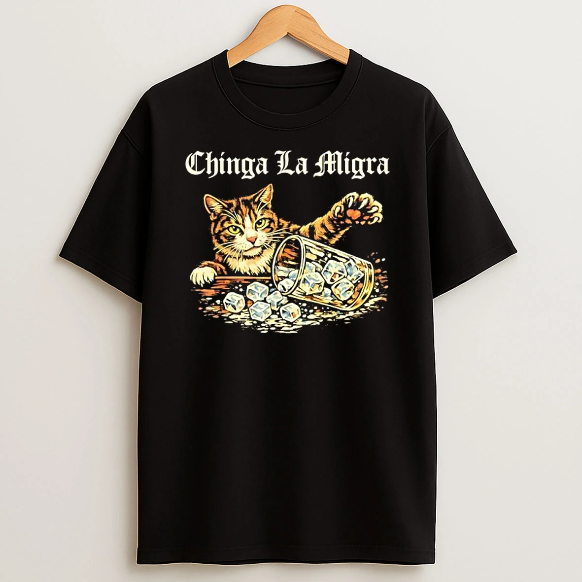 Chinga La Migra Funny Cat Vintage T Shirt