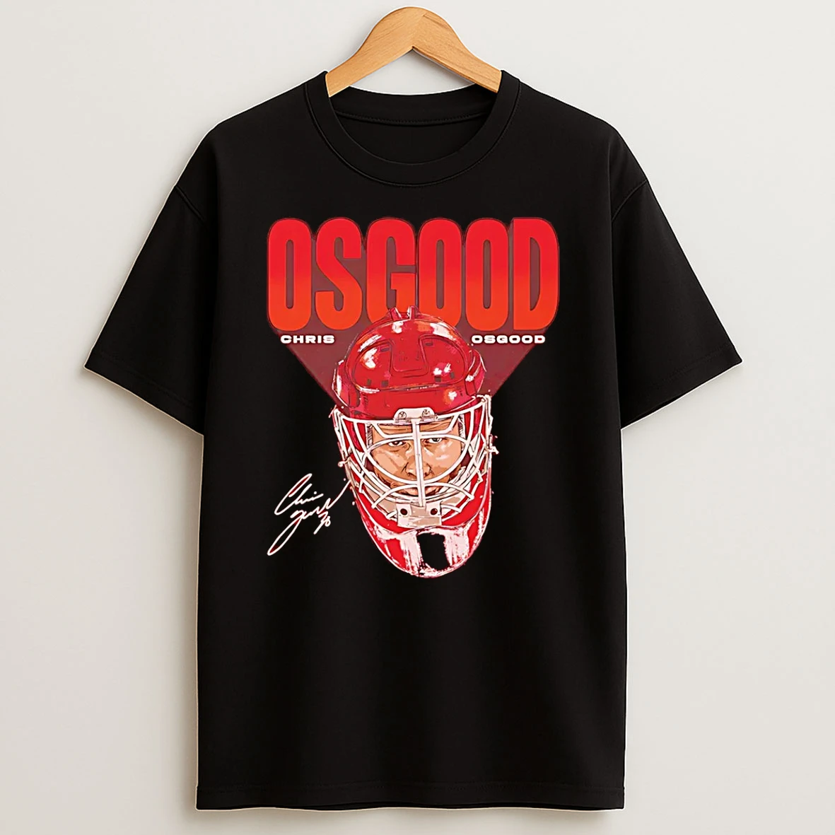 Chris Osgood Detroit Red Wings Big Head Signature T Shirt