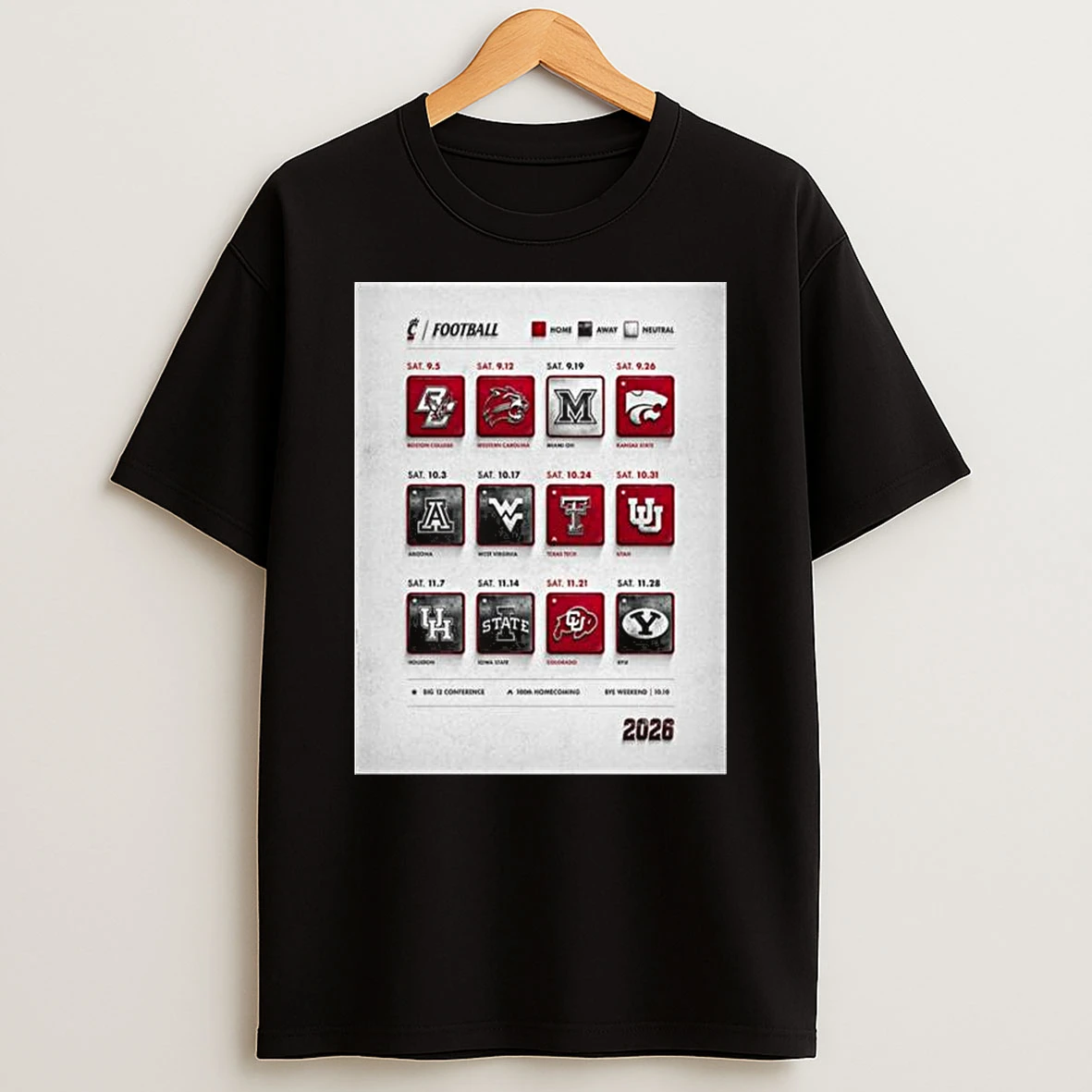 Cincinnati Bearcats Football Football Ncaa Schedule Season 2026 T Shirt