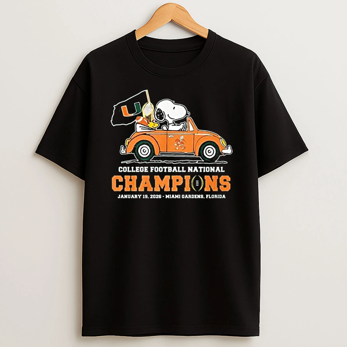 College Football National Champions 2026 Miami Hurricanes X Snoopy T Shirt