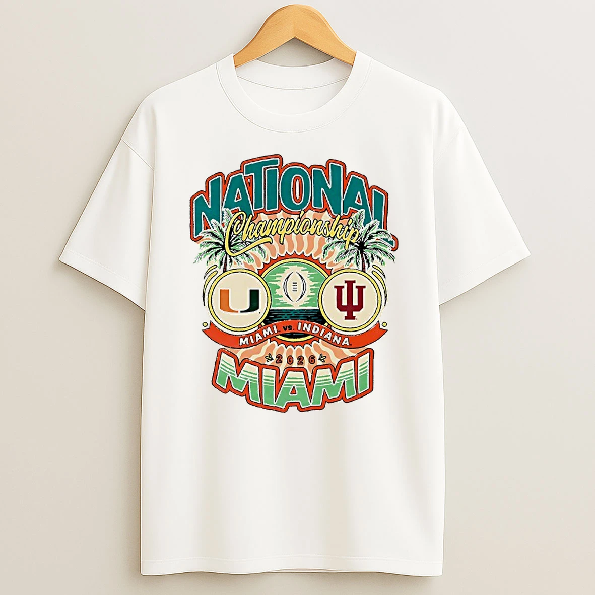 College Football Playoff National Championship 2026 Miami Hurricanes Vs Indiana Hoosiers Matchup Circle T Shirt