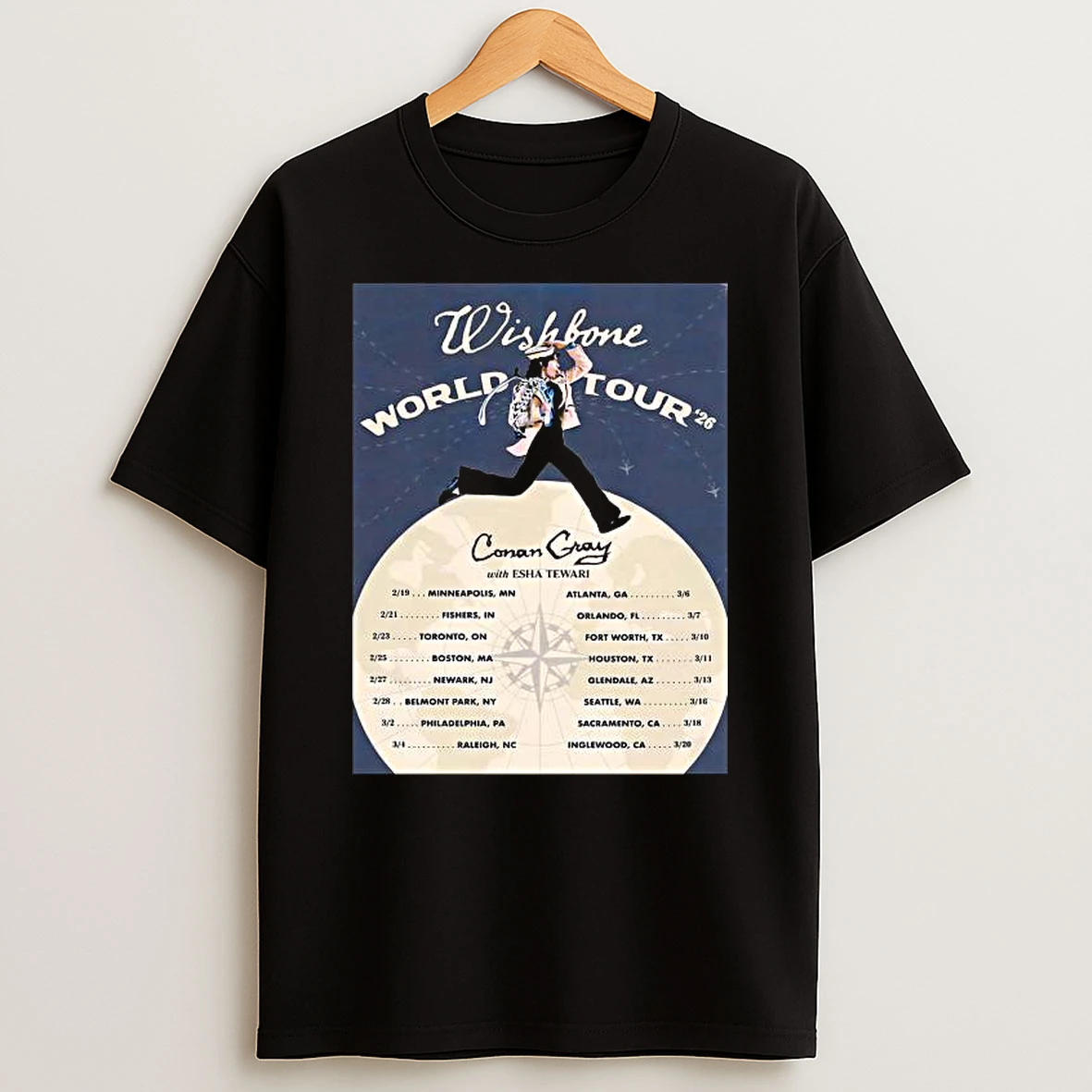 Conan Gray Wishbone World Tour 2026 North America City Dates T Shirt