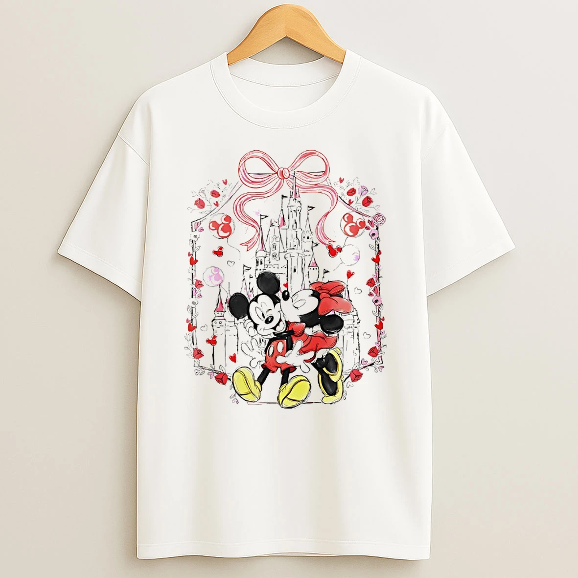 Coquette Bows Mickey Minnie Disney Valentine Day T Shirt