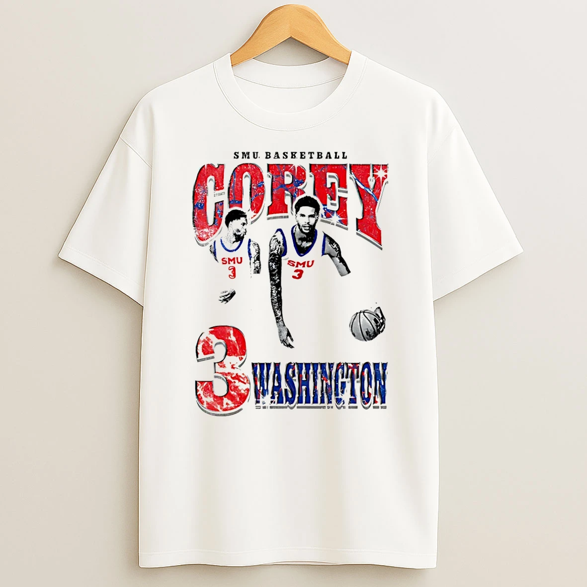 Corey Washington Smu Mustangs Graphic T Shirt