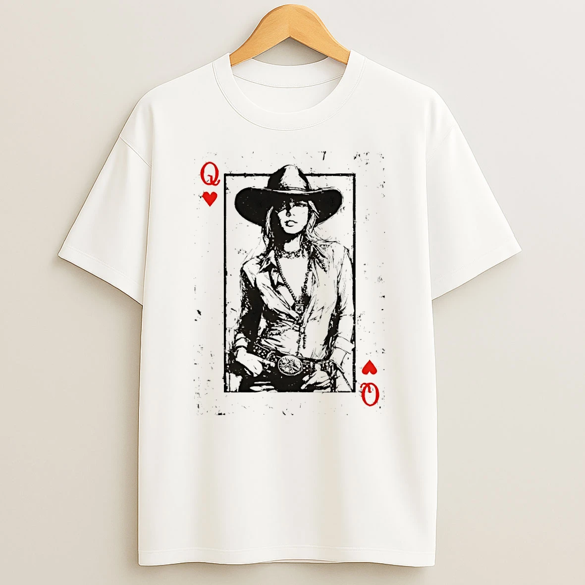 Cowgirl Queen Of Hearts Card Western Valentine Day T Shirt