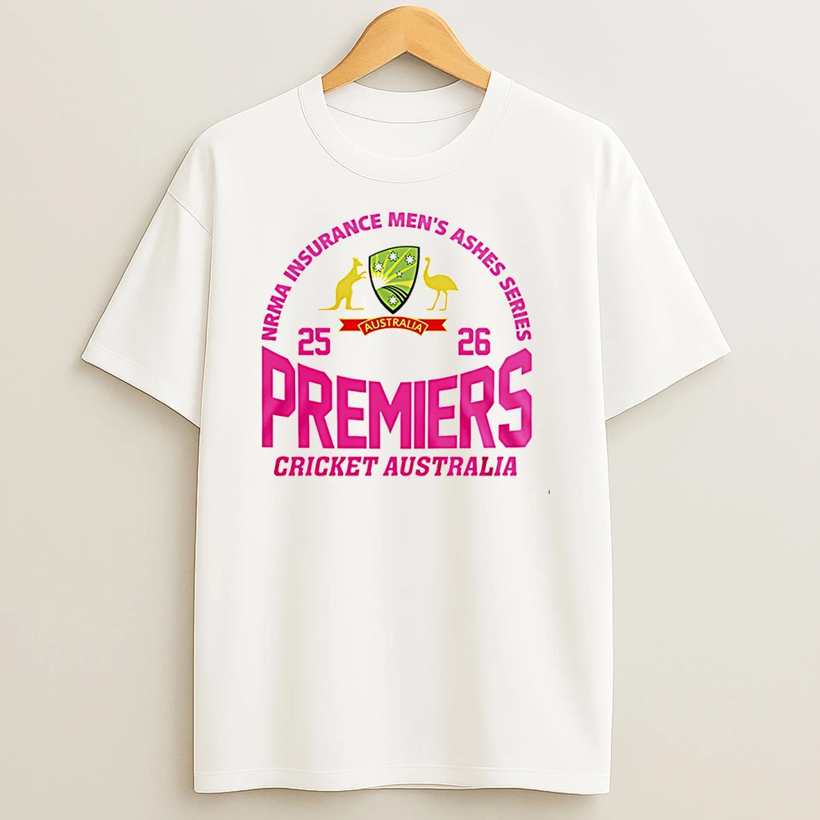 Cricket Australia 2025 Nrma Insurance Mens Ashes Series Premiers Pink T Shirt