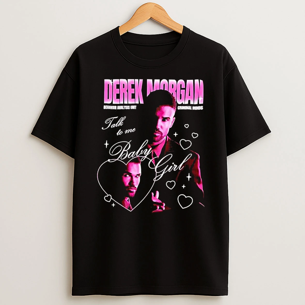 Criminal Minds Derek Morgan Hearts Talk To Me Baby Girl T Shirt