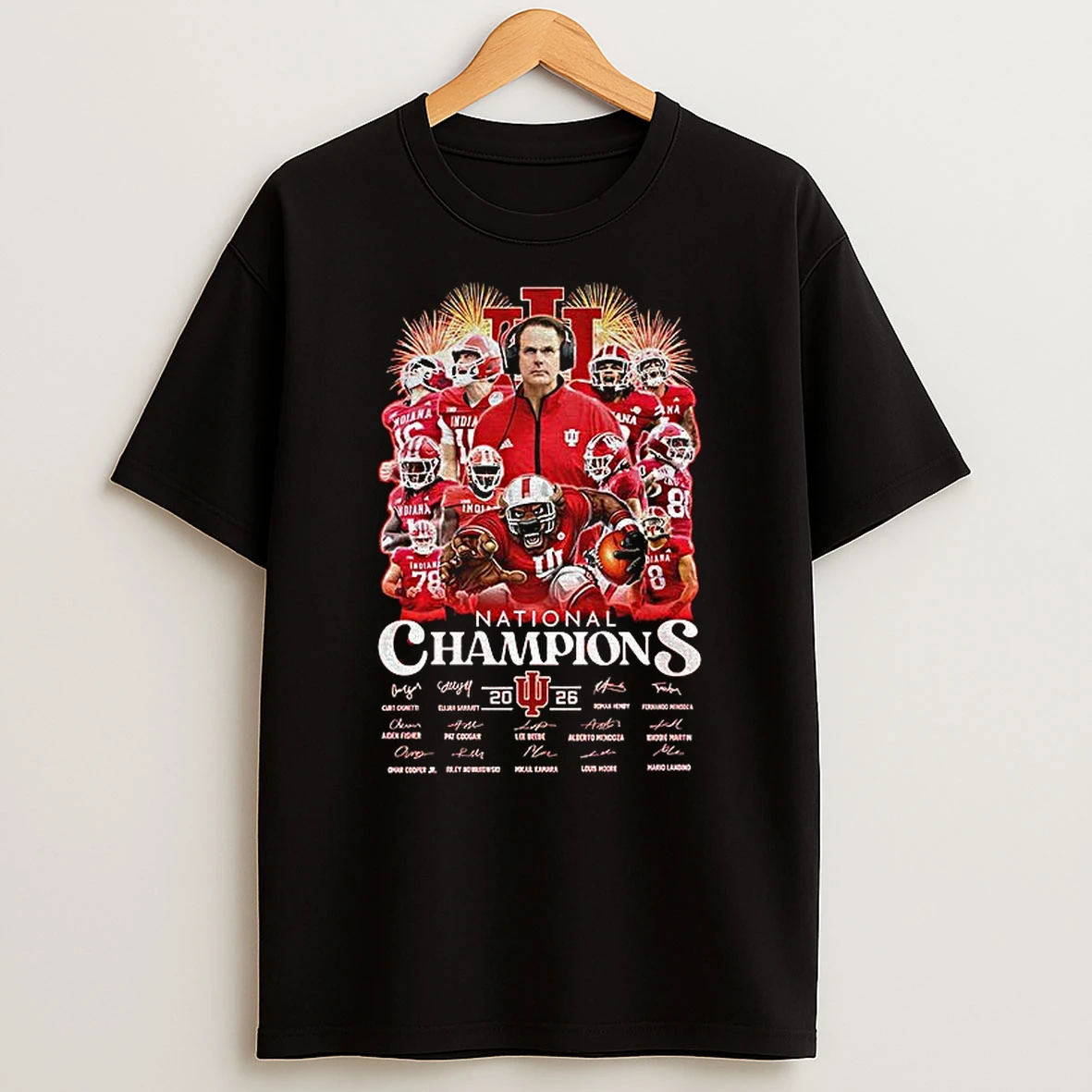 Curt Cignetti Indiana Hoosiers Football Cfp National Champions 2026 Signatures T Shirt