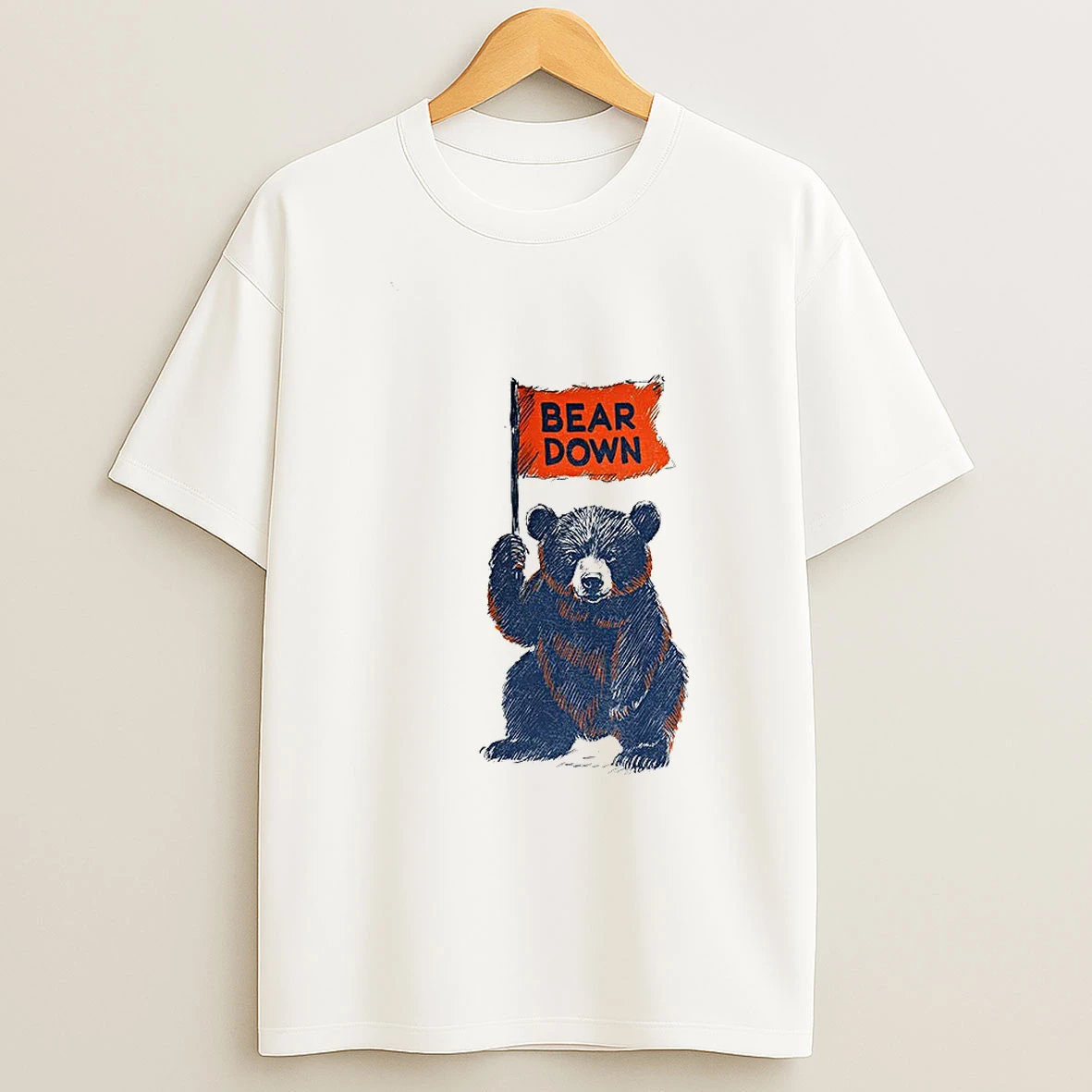 Cute Bear Holding Bear Down Flag Chicago Bears Nfl Football 2026 T Shirt
