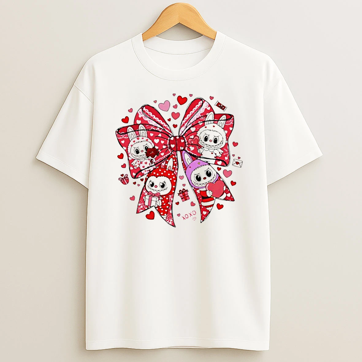 Cute Monster Valentines Day Labubu Xoxo T Shirt