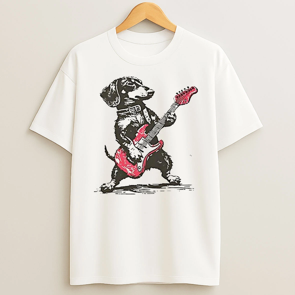Dachshund Weenie Playing Guitar T Shirt