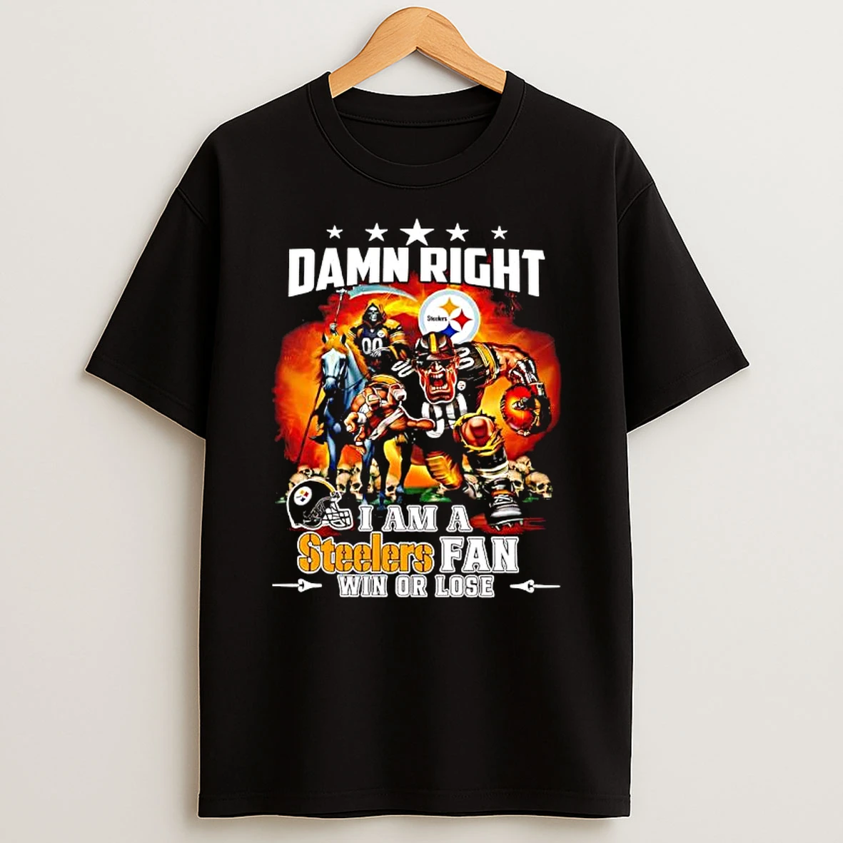Damn Right I Am A Pittsburgh Steelers Fan Win Or Lose Running Back T Shirt