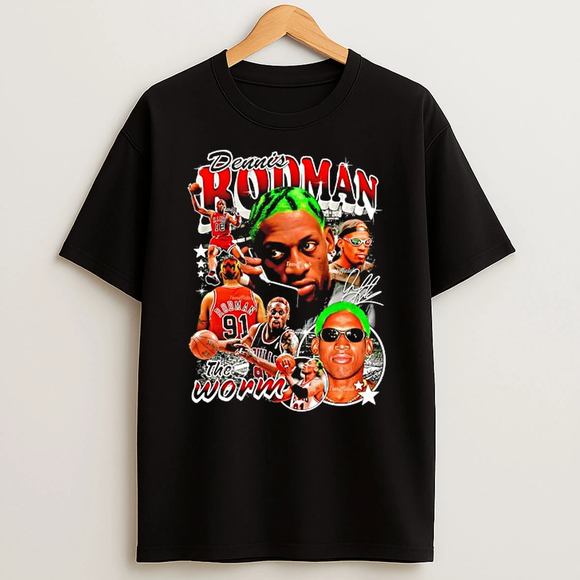 Dennis Rodman The Worm Chicago Bulls Basketball Player 0 Graphic T Shirt
