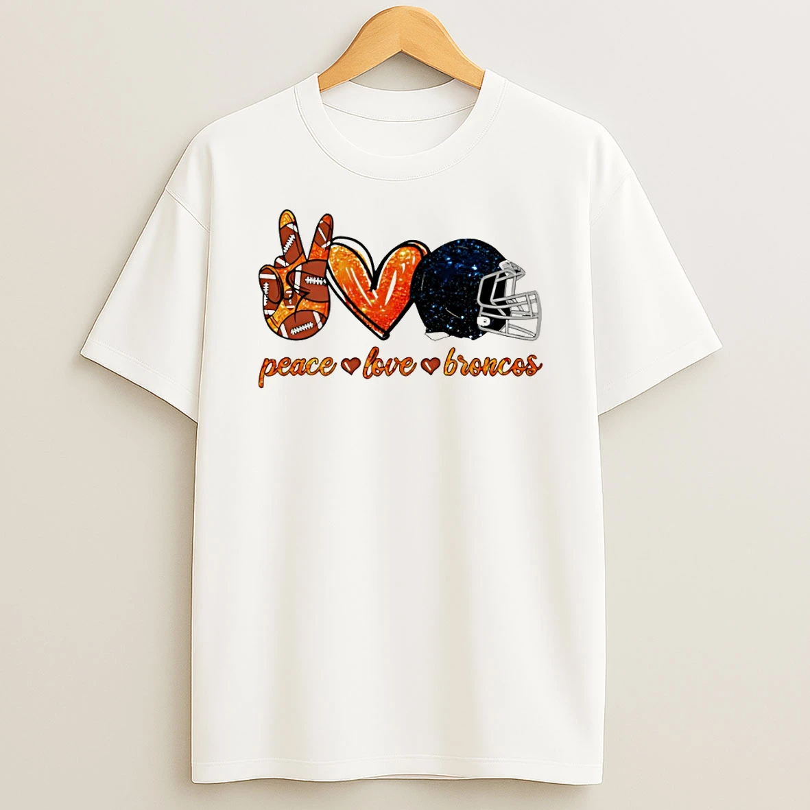 Denver Broncos Football Peace Love Broncos Game Day 2026 T Shirt