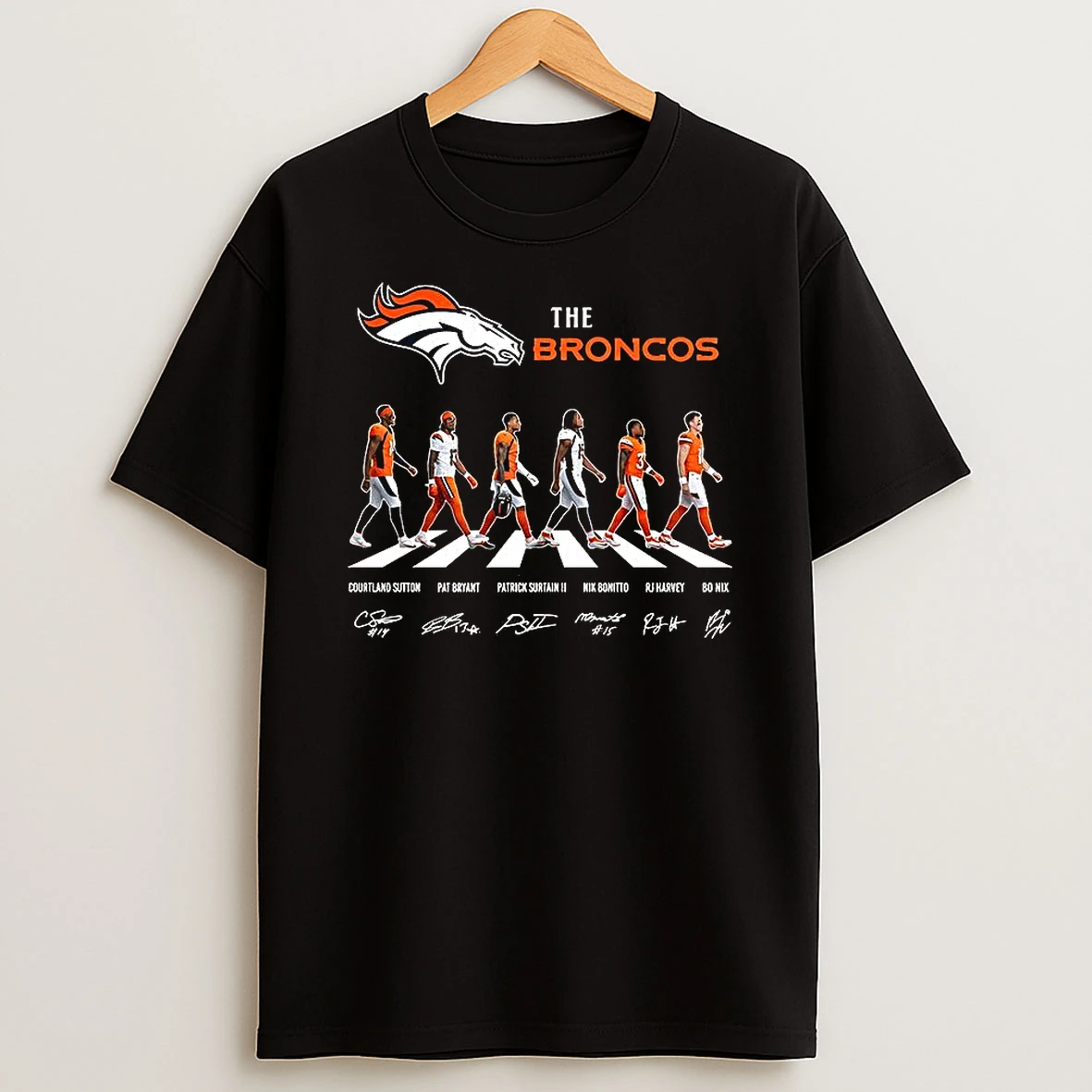 Denver Broncos Nfl Player Cross The Road Signature T Shirt