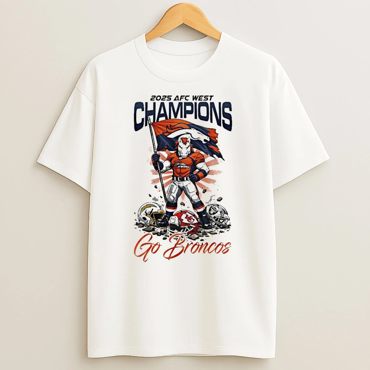 Denver Broncos Nfl Afc West Champions Super Bowl Mascot Go Broncos 2026 T Shirt