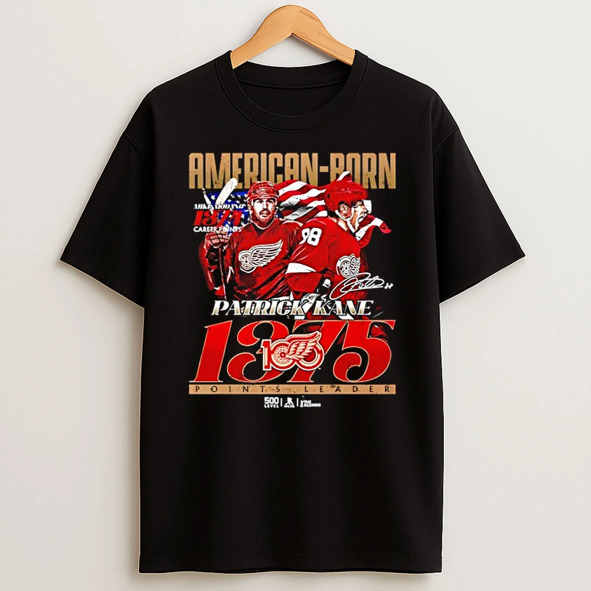 Detroit Red Wings Patrick Kane American Born 1375 Points Leader Signature T Shirt