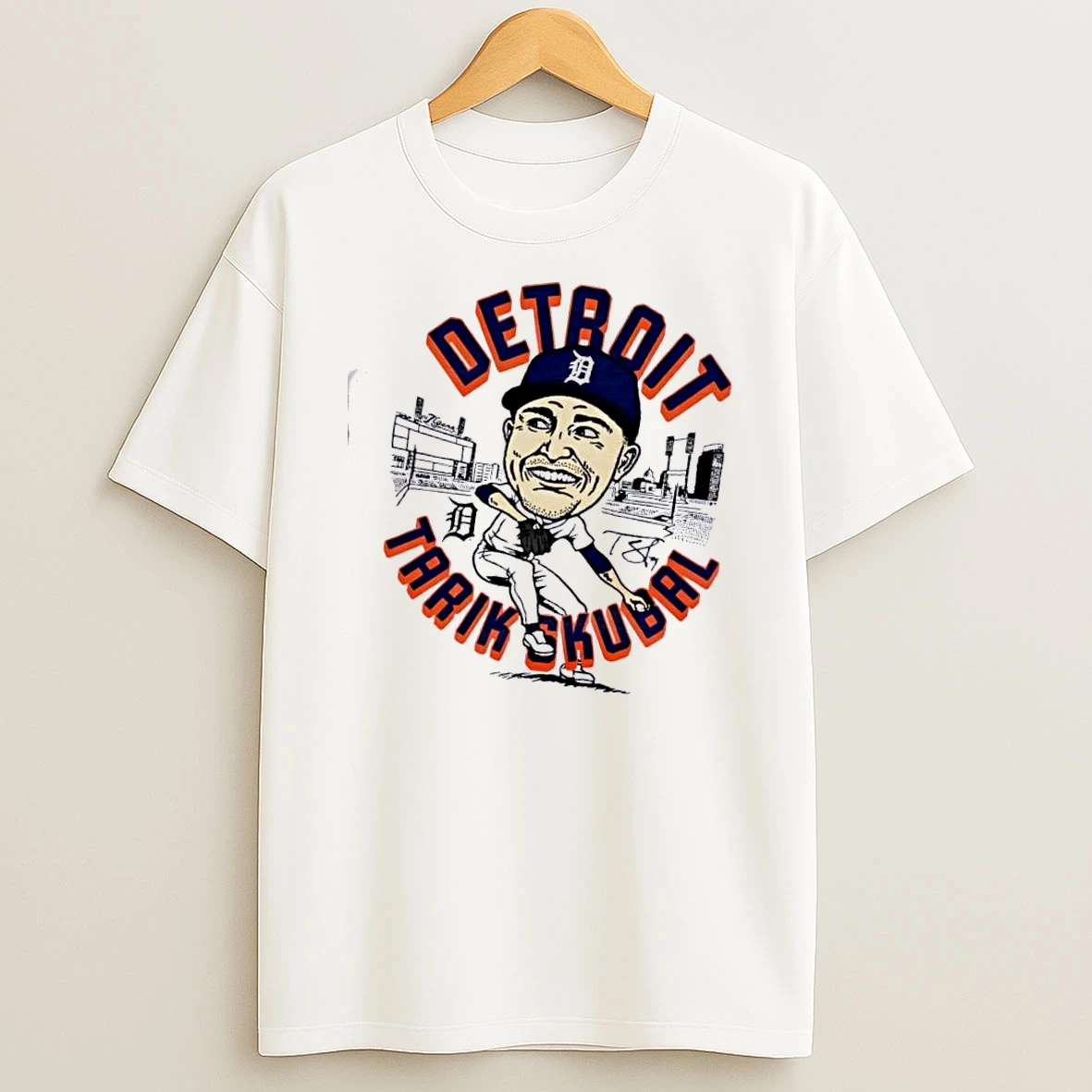 Detroit Tigers Tarik Skubal Baseball Caricature Signature T Shirt