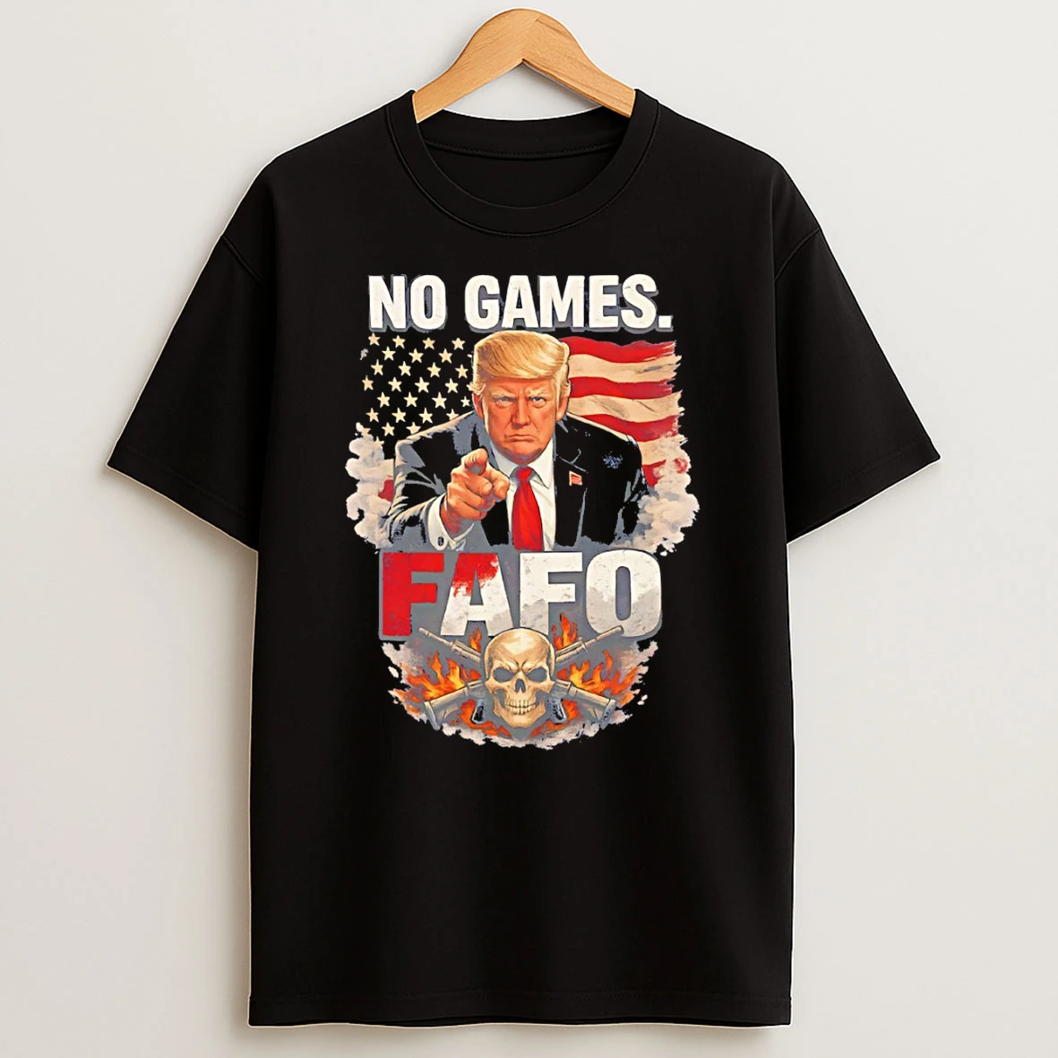 Donald Trump No Games Fafo American Flag Graphic T Shirt
