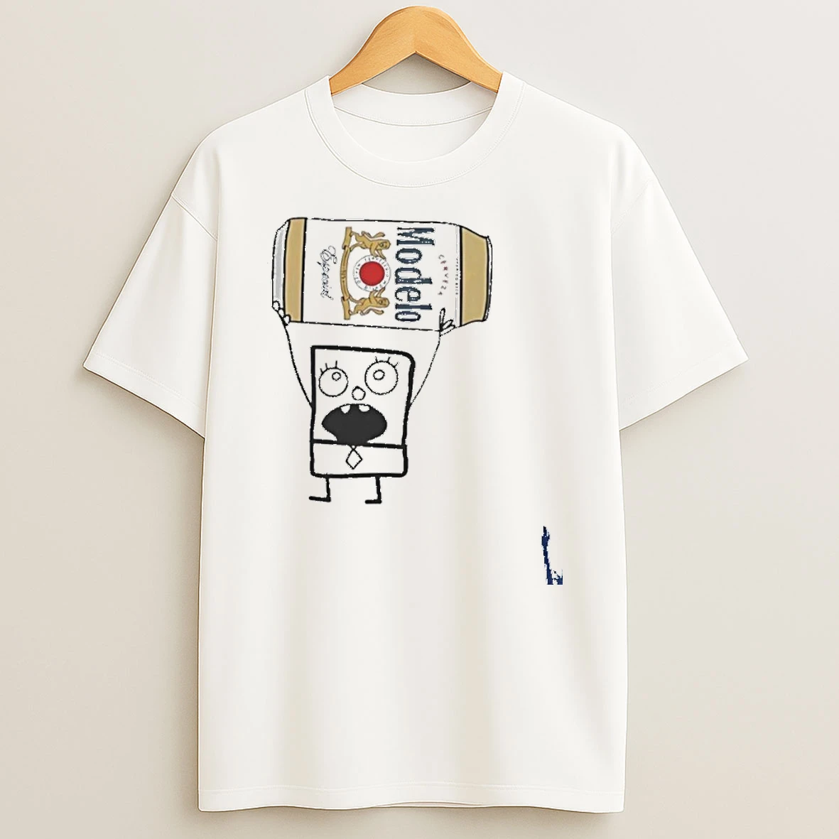 Doodlebob Holding Modelo Especial Beer Can T Shirt