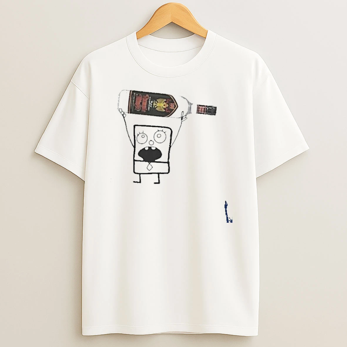 Doodlebob Holding Rumple Minze Peppermint Schnapps Can T Shirt