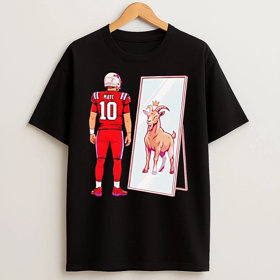 Drake Maye 10 Mirror Goat New England Patriots Football 2026 T Shirt