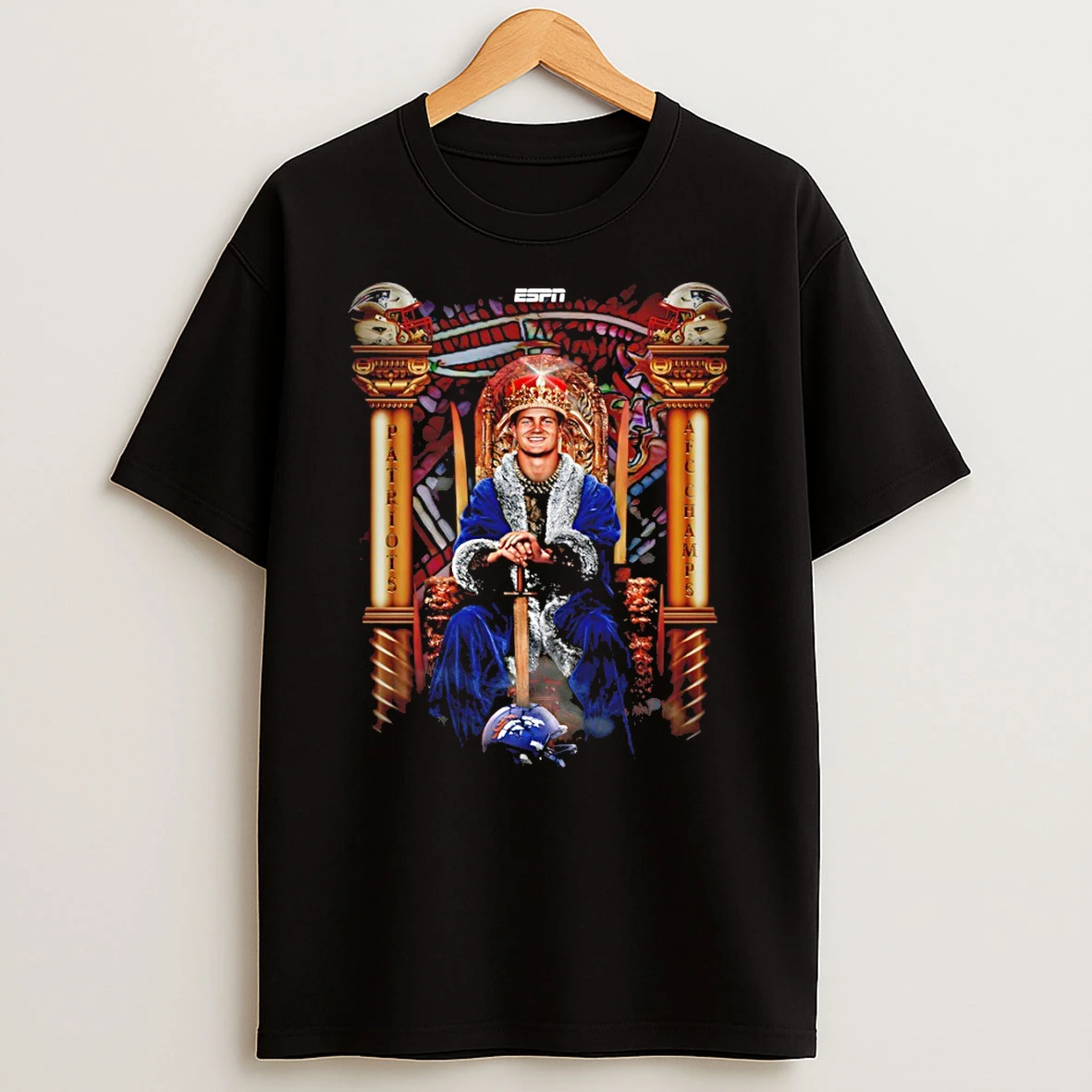 Drake Maye King New England Patriots Football Beat Denver Broncos Football Helmet Vintage T Shirt