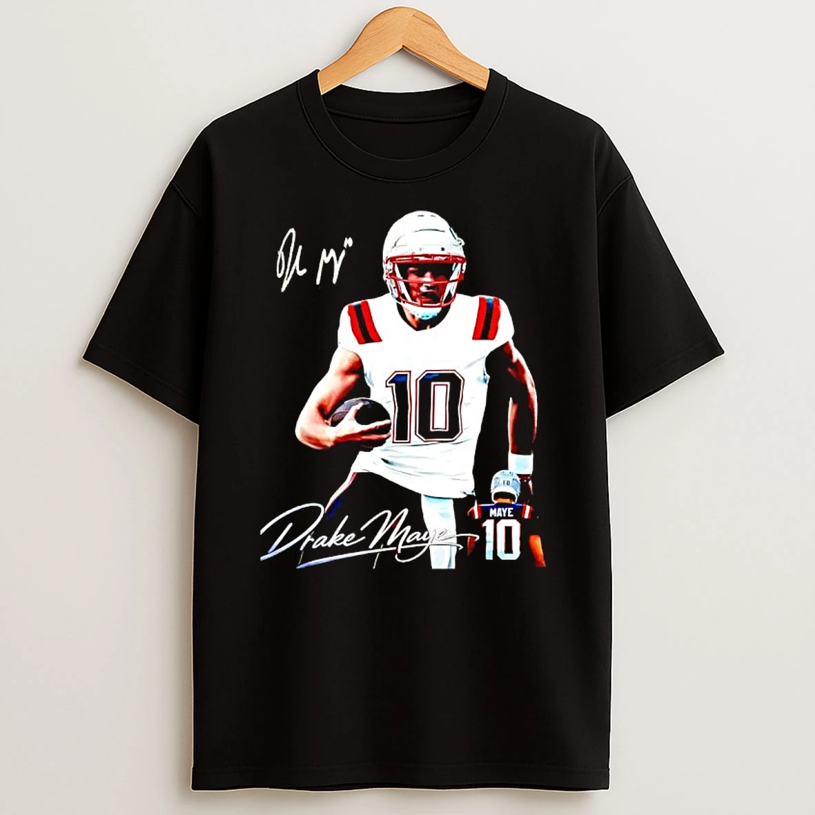 Drake Maye New England Patriots Autograph Edition Signature T Shirt
