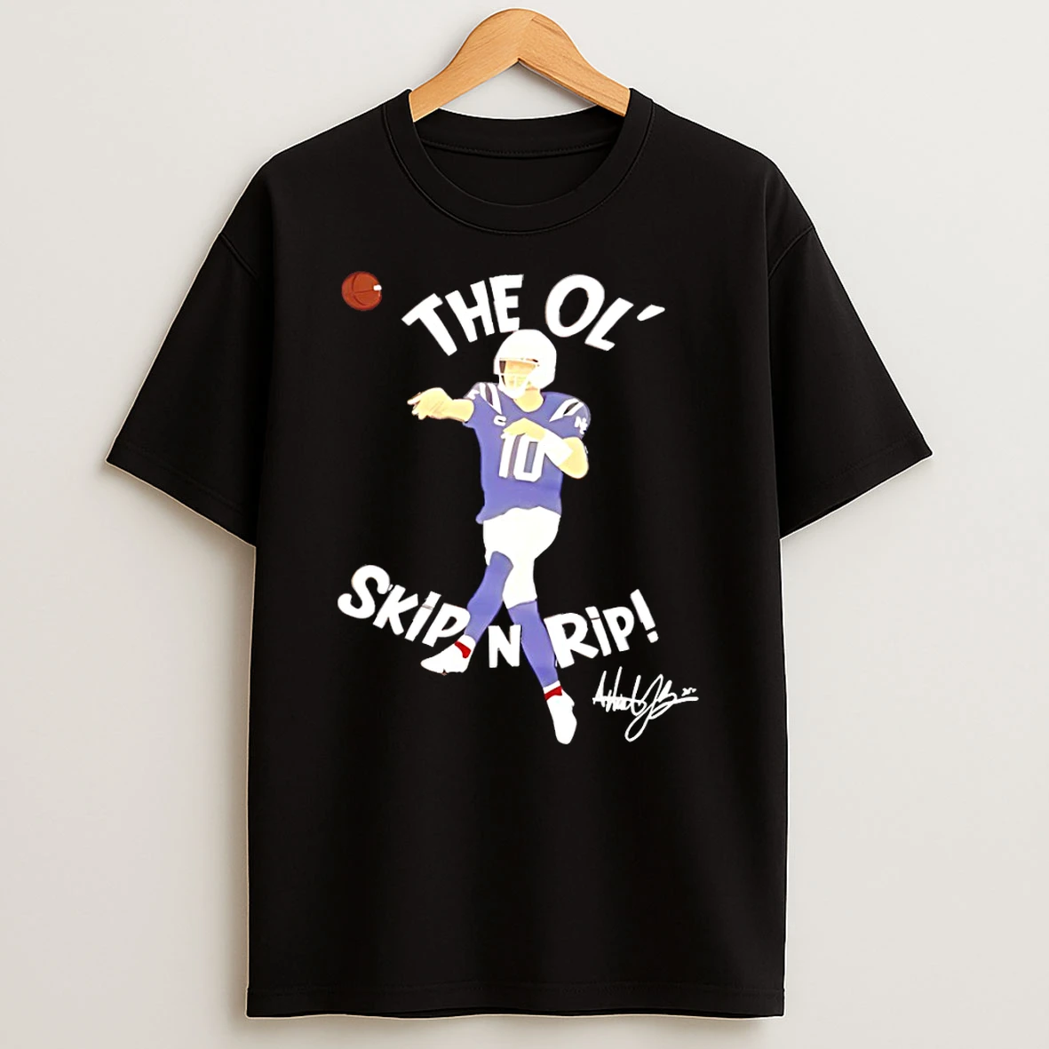 Drake Maye New England Patriots Football The Ol Skip N Rip Cartoon T Shirt