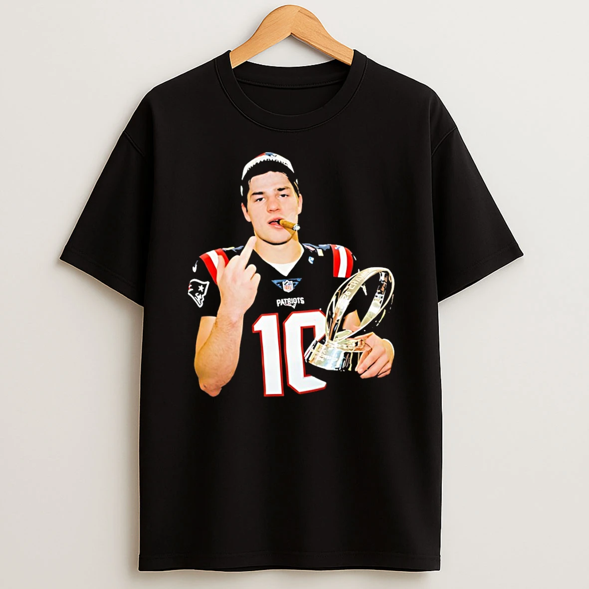 Drake Maye Middle Finger Smoking New England Patriots Football Vintage T Shirt