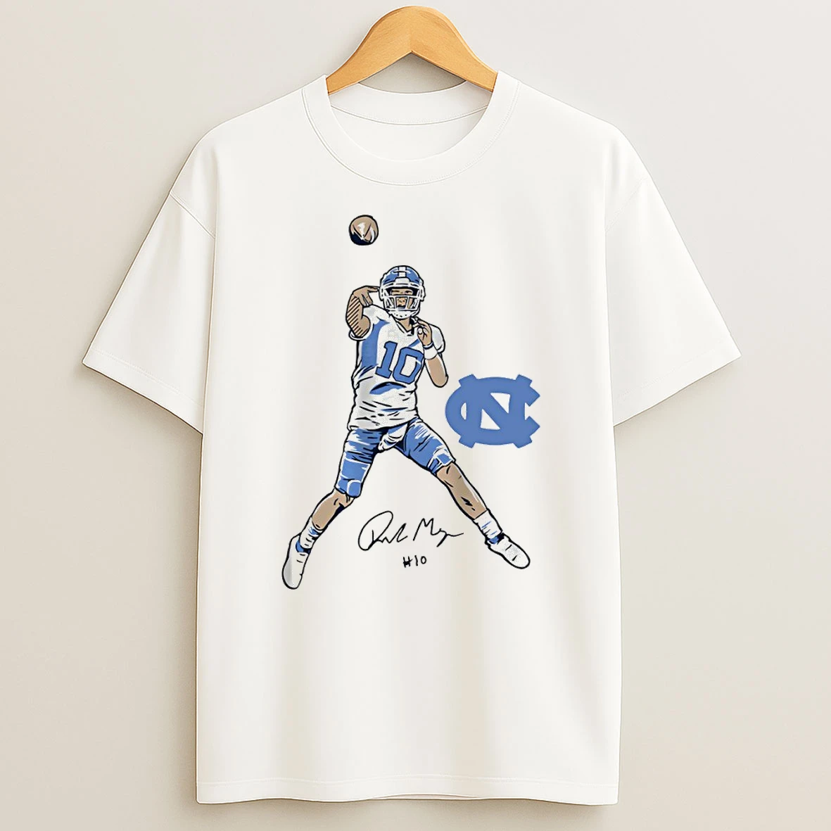 Drake Maye Pro Pose North Carolina Tar Heels Football Signature T Shirt