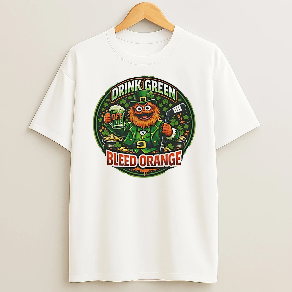 Drink Green Bleed Orange Philadelphia Hockey St Patricks Day T Shirt