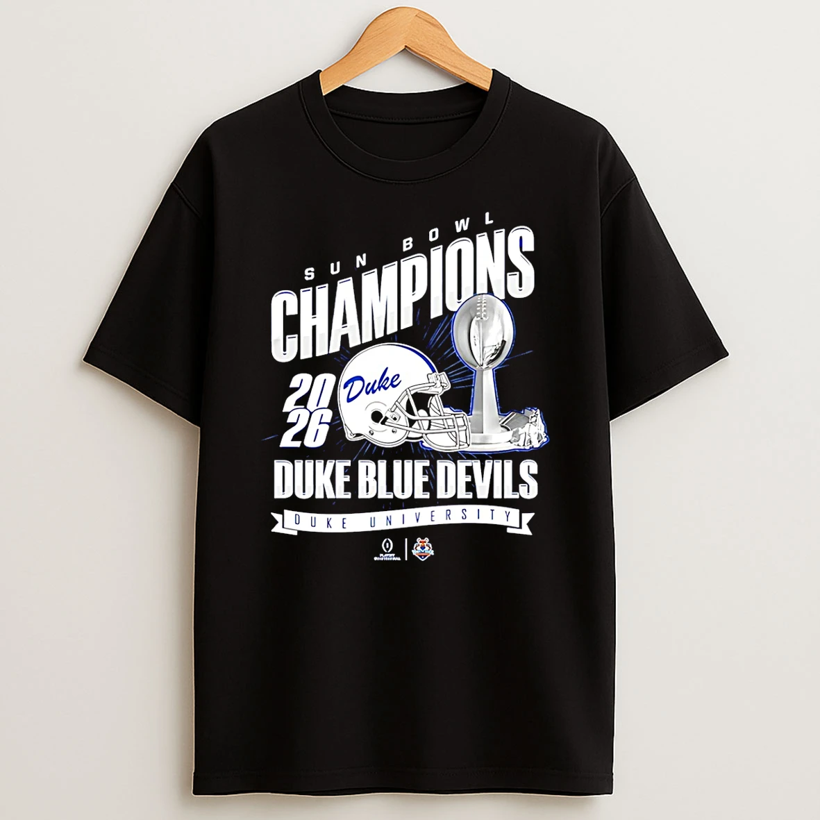 Duke Blue Devils Sun Bowl Champions 26 Trophy T Shirt