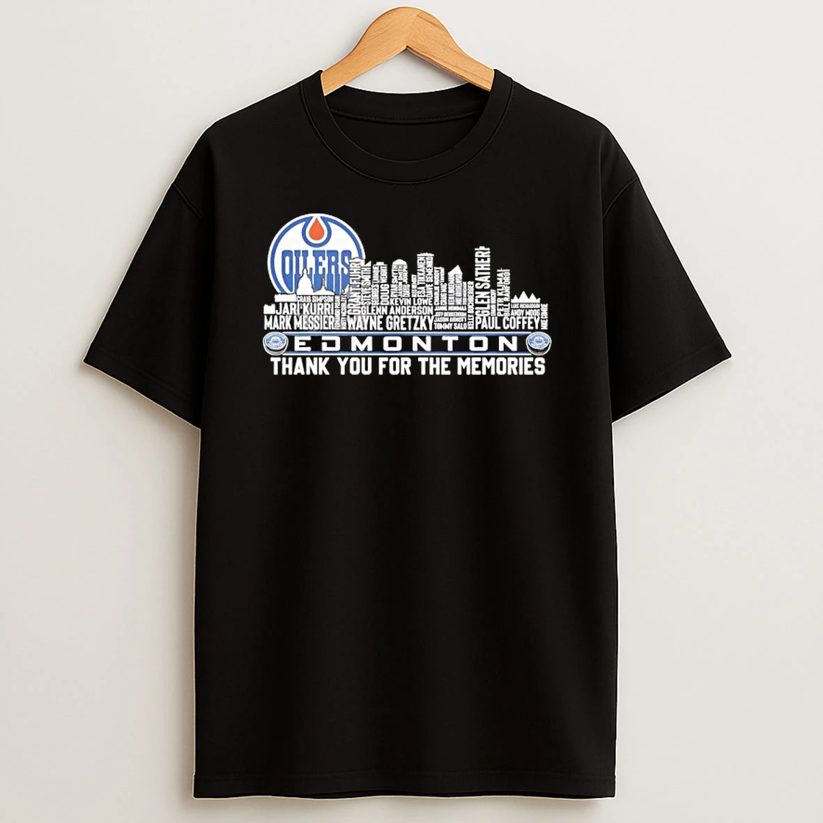 Edmonton Oilers Name Players City Skyline Shape Thank You For The Memories T Shirt