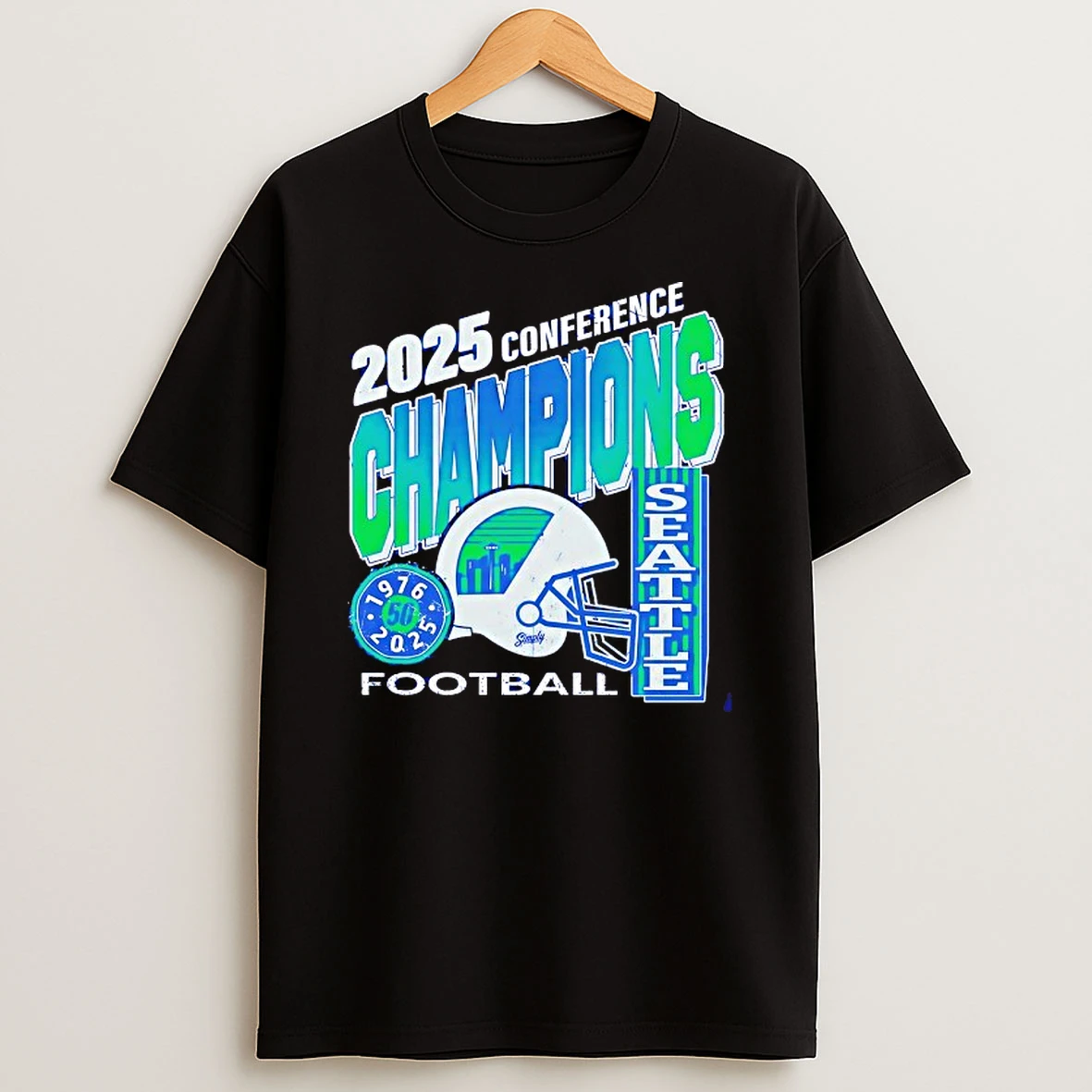 Emerald City Rise 2025 Conference Champions Seattle Seahawks T Shirt