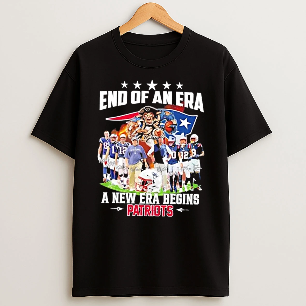 End Of An Era A New Era Begins New England Patriots Football Legends Signatures T Shirt