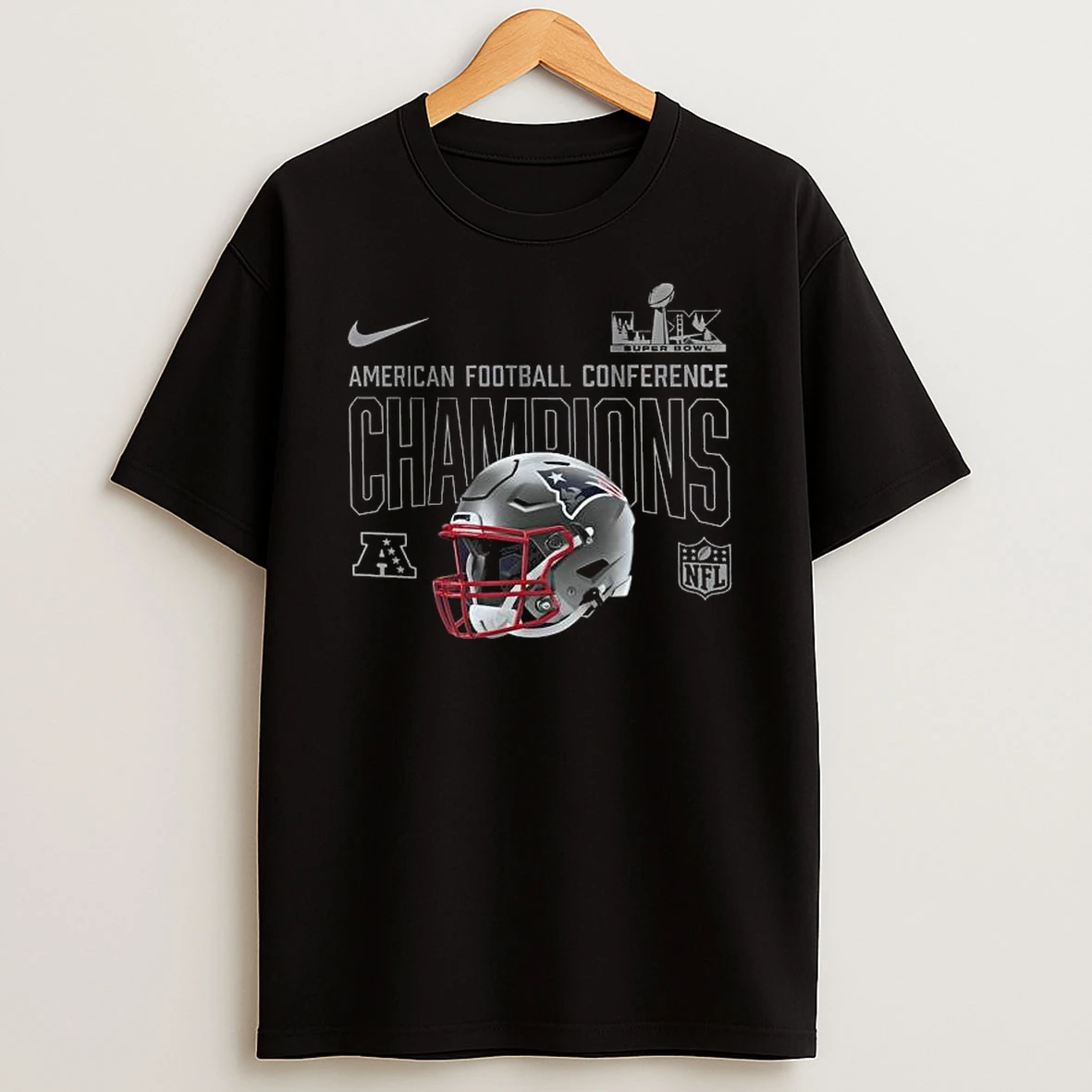 England Patriots 2025 Afc Champions Glory Shield Helmet T Shirt
