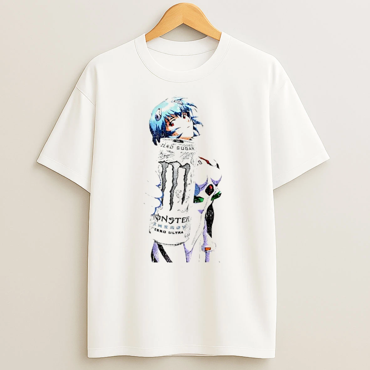 Evangelion Rei Ayanami Monster Parody Washed T Shirt
