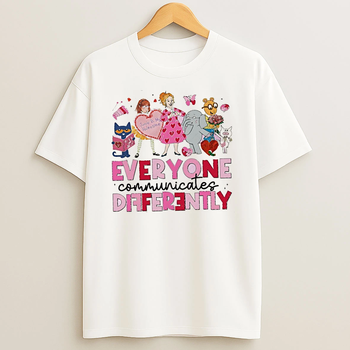 Everyone Communicate Differently Children Book Valentines Day T Shirt