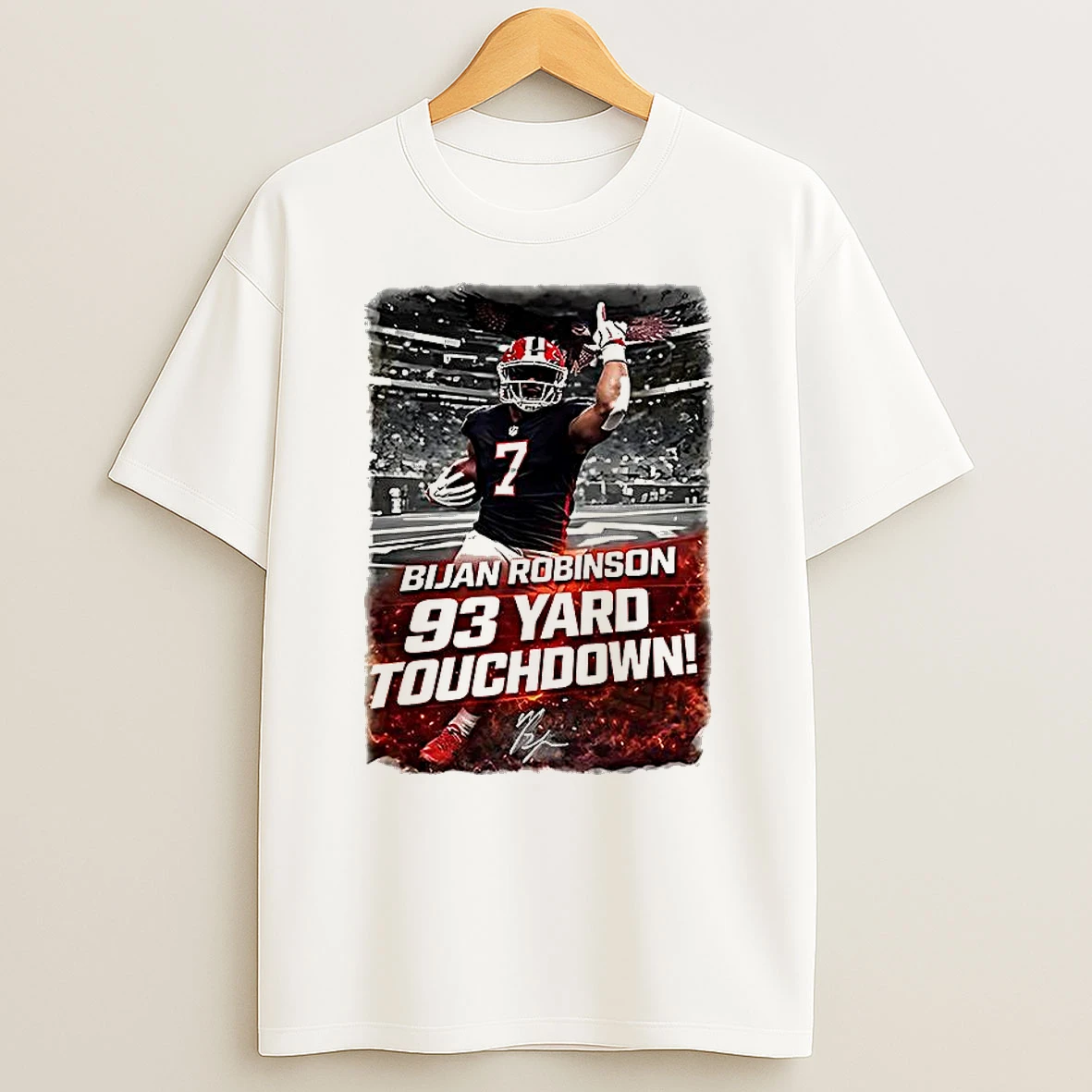 Falcons Beat Rams Week 17 Nfl 2025 Bijan Robinson 93 Yard Touchdown Signature T Shirt