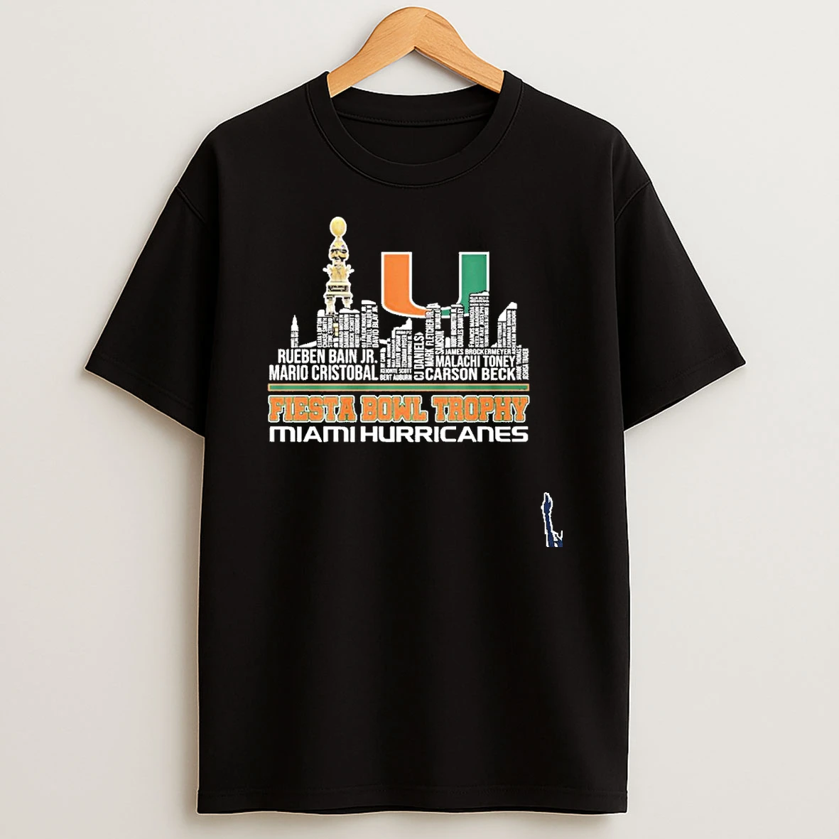 Fiesta Bowl Trophy Miami Hurricanes Typo Team T Shirt