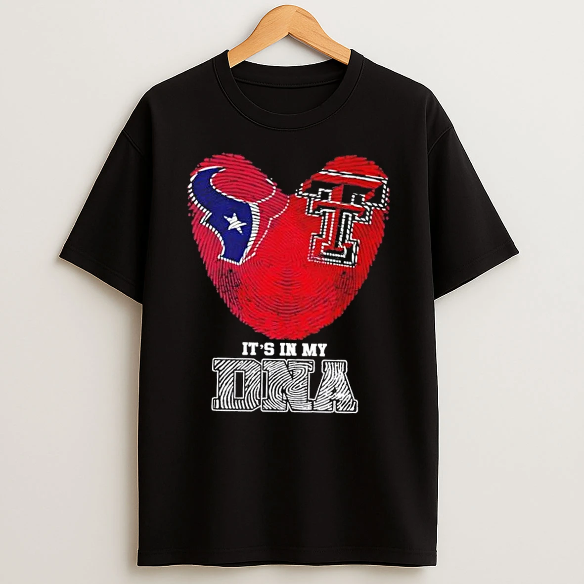 Fingerprints Houston Texans X Texas Tech Red Raiders Its In My Dna T Shirt