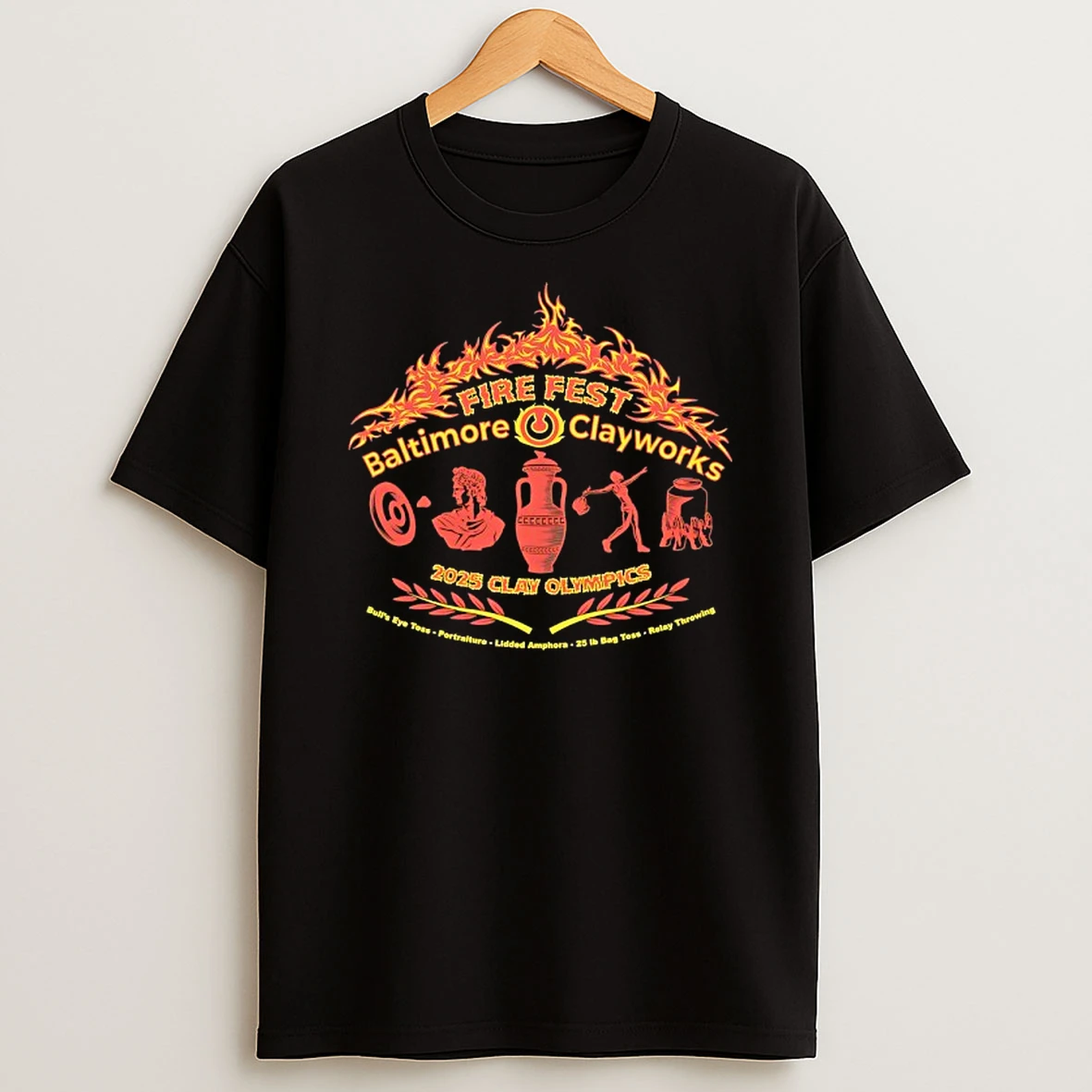 Fire Fest Baltimore Clayworks 322 2025 Clay Olympics T Shirt