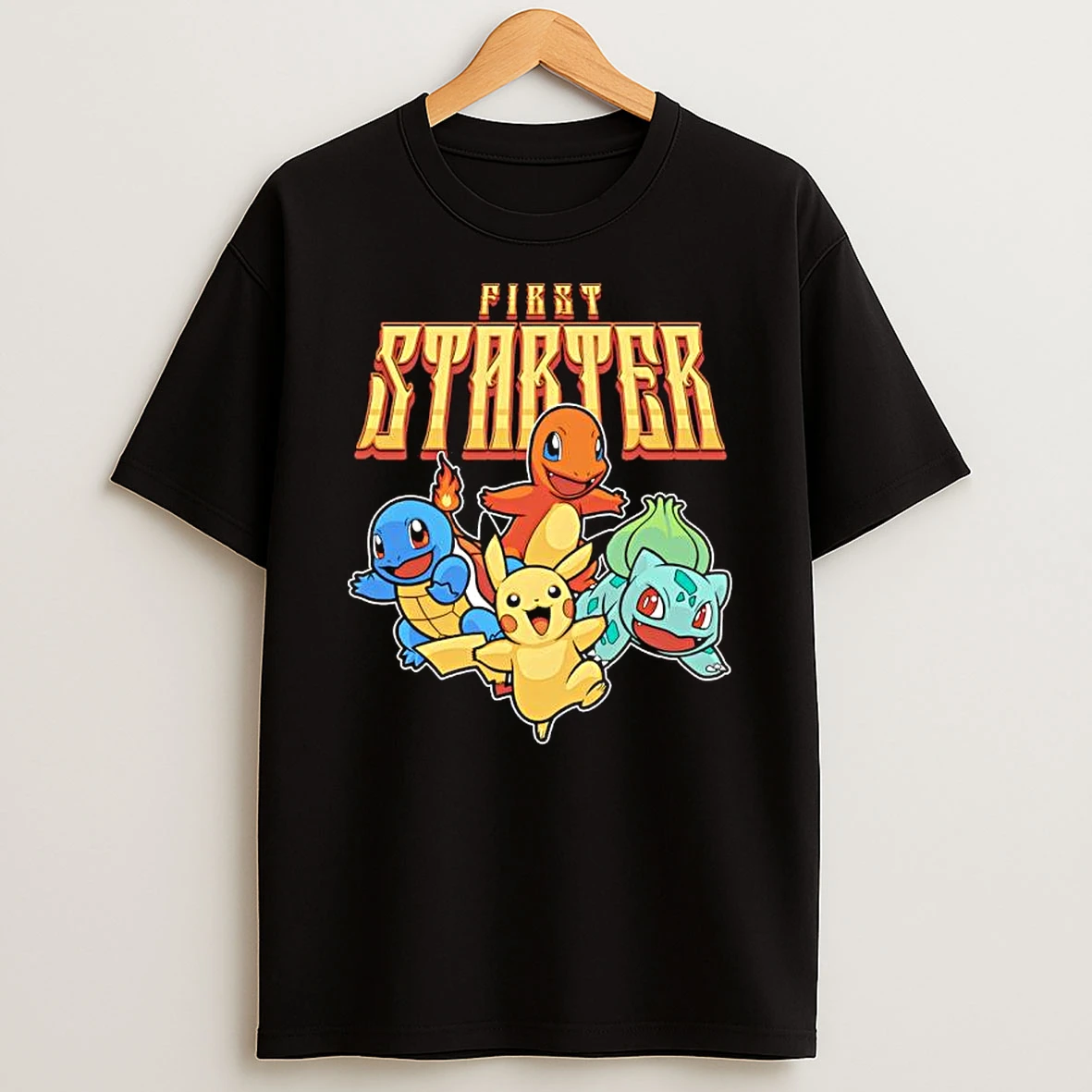 First Starter Starter Charmander Squirtle Bulbasaur Pikachu Graphic T Shirt