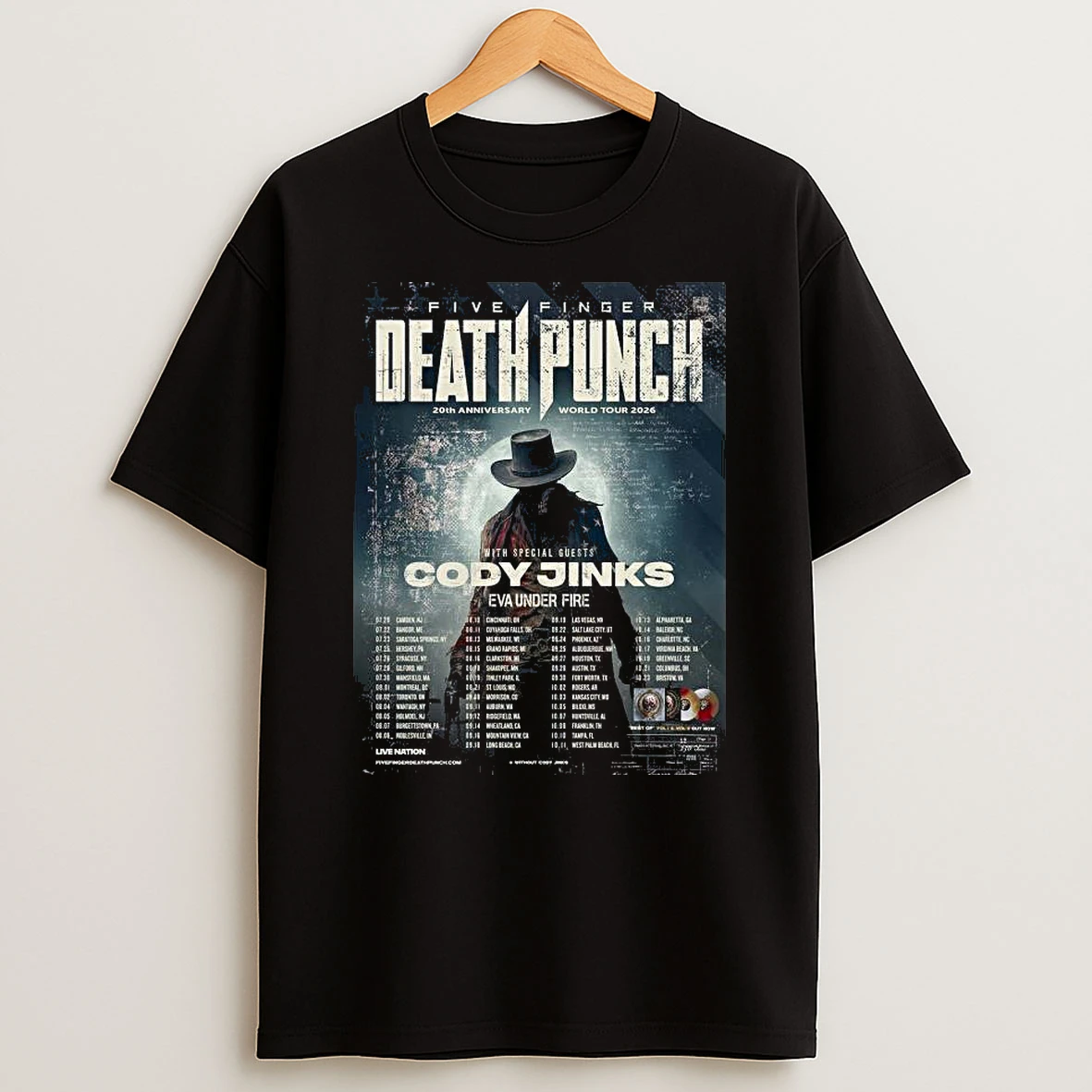 Five Finger Death Punch 20th Anniversary World Tour 2026 North America City T Shirt