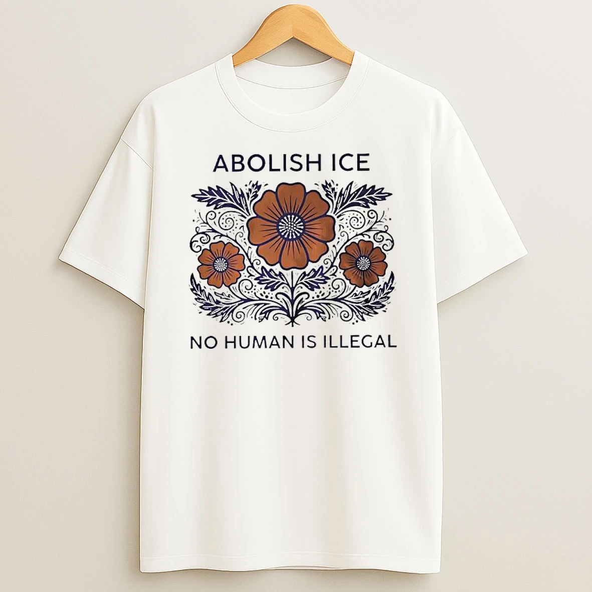 Floral Abolish Ice No Human Is Illegal Anti T Shirt