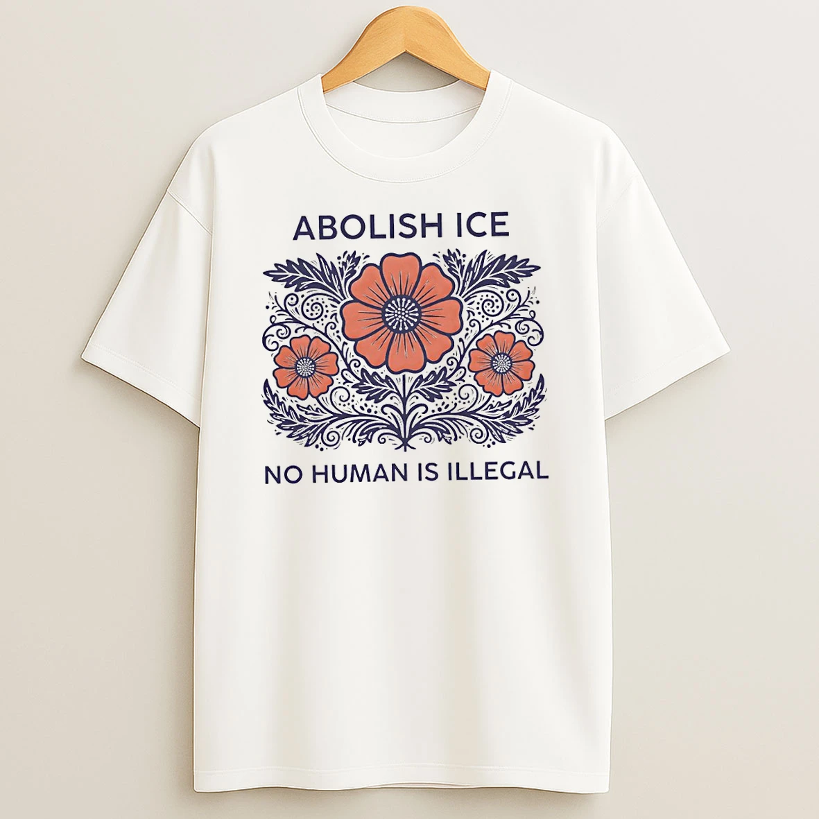 Floral Abolish Ice No Human Is Illegal T Shirt