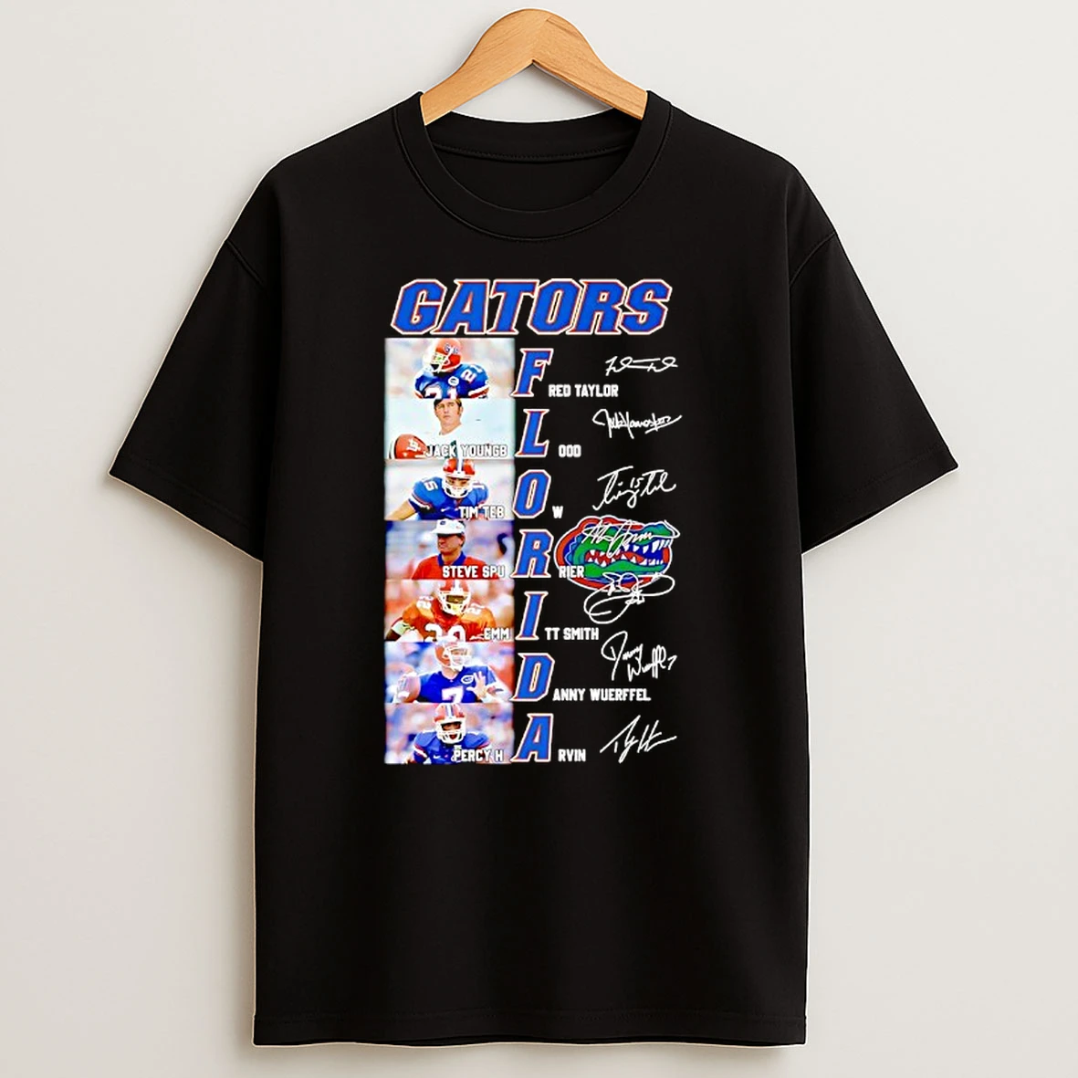Florida Gators Fred Taylor Youngblood Tebow Spurrier Smith Wuerffel Harvin Signatures T Shirt